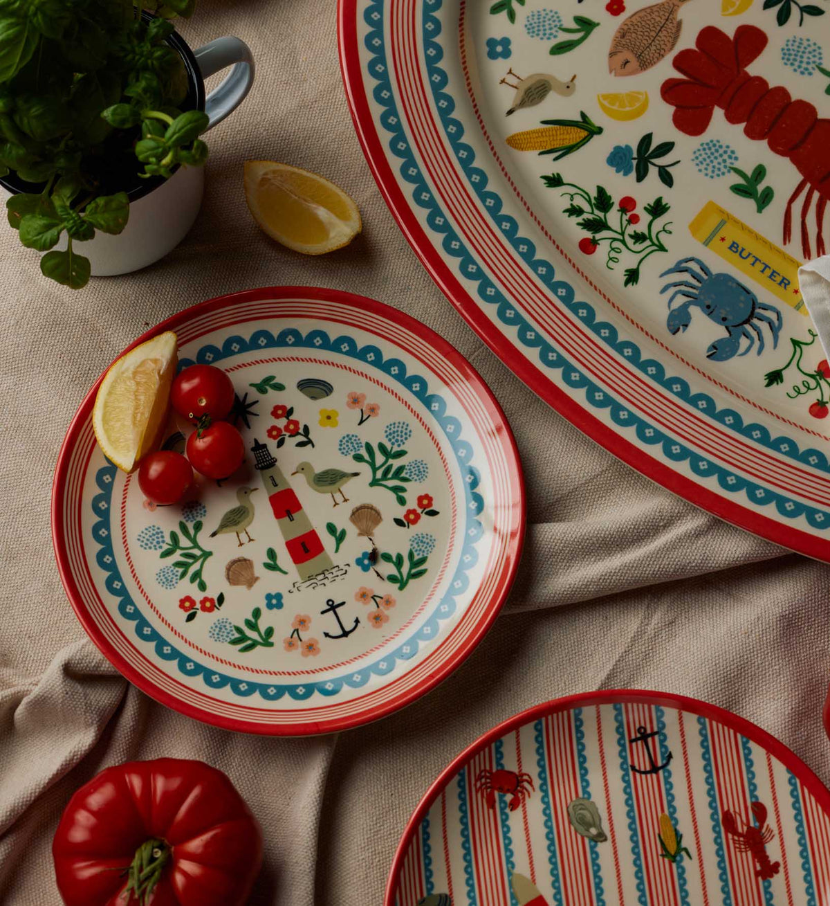 Cloverpaperco™ - Melamine Assorted Dessert Plates - Seaside