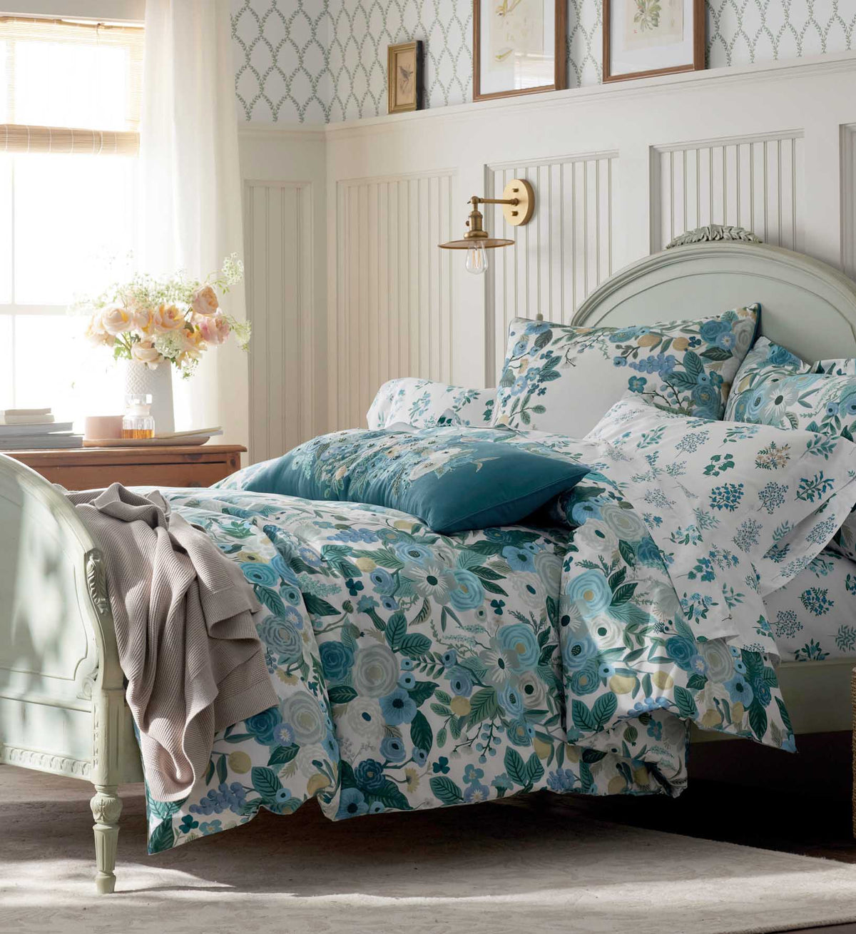 Cloverpaperco™ - Percale Duvet Cover - Garden Party Blue