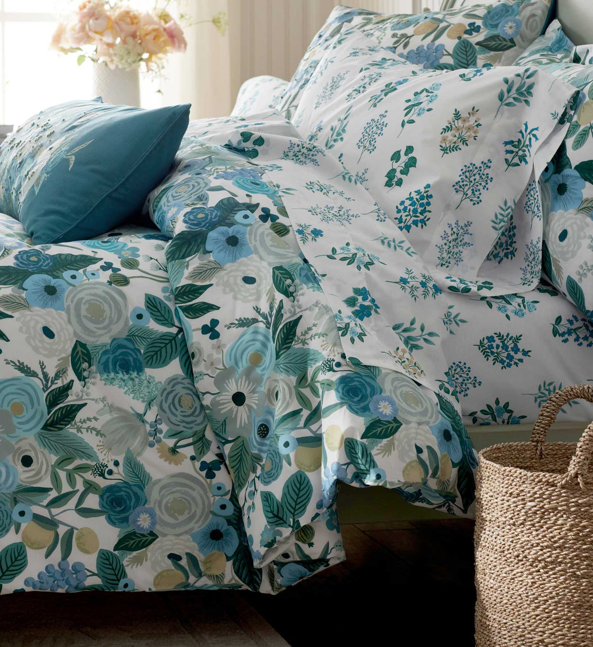 Cloverpaperco™ - Percale Duvet Cover - Garden Party Blue
