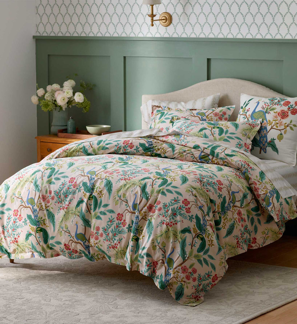 Cloverpaperco™ - Sateen Comforter - Peacock Blush