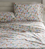 Cloverpaperco™ - Percale Fitted Sheet - Strawberry Fields White