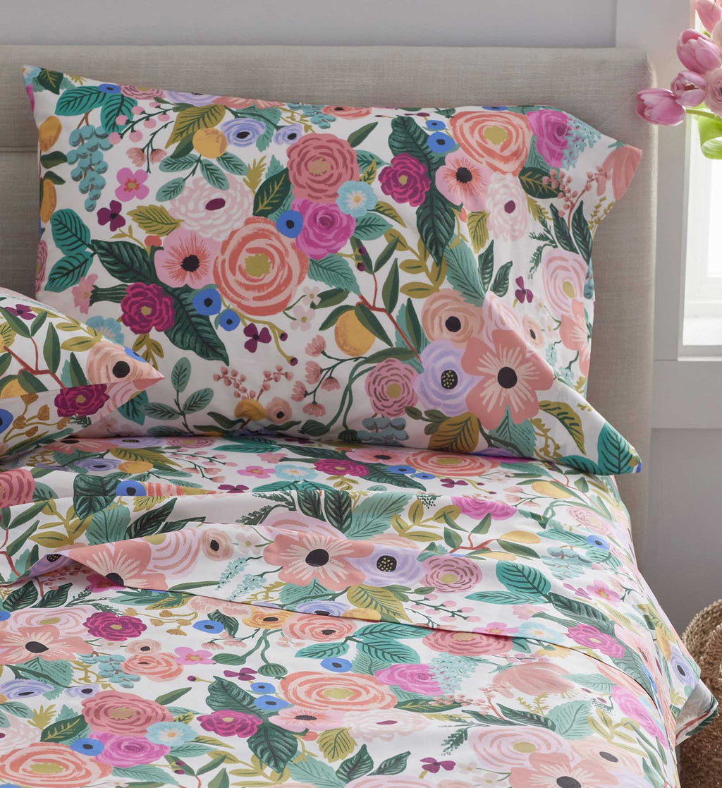 Cloverpaperco™ - Percale Fitted Sheet - Garden Party