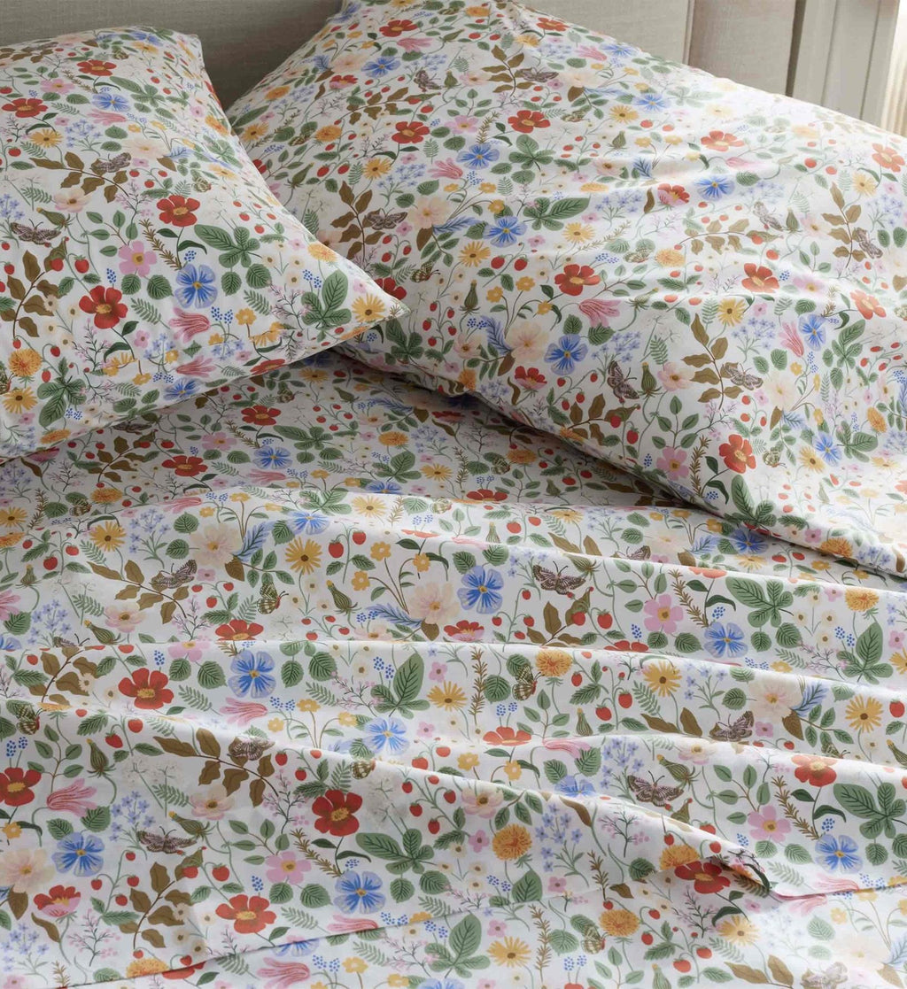 Cloverpaperco™ - Percale Pillowcases - Strawberry Fields White