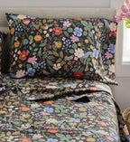 Cloverpaperco™ - Percale Pillowcases - Strawberry Fields Black