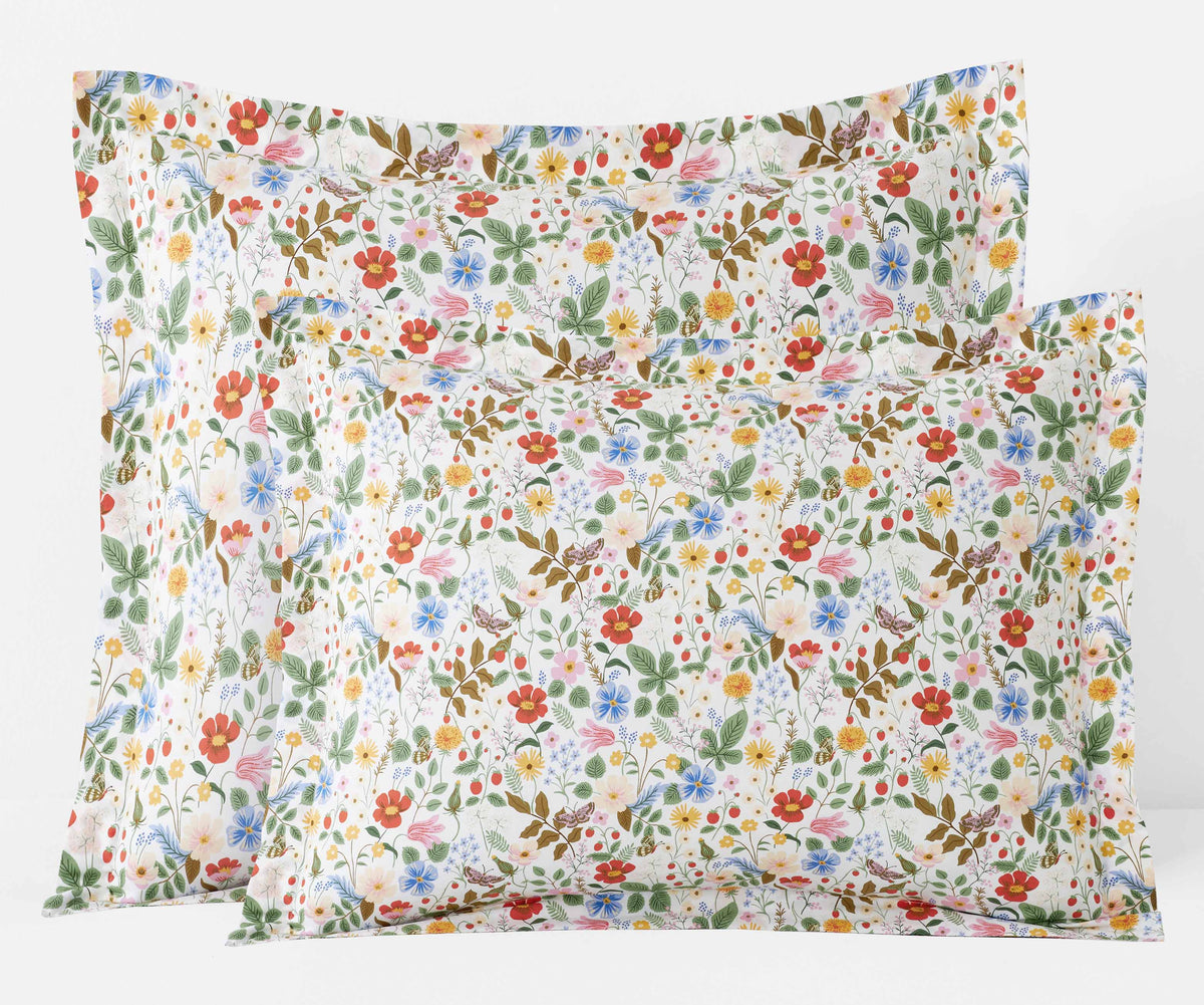 Cloverpaperco™ - Percale Sham - Strawberry Fields White