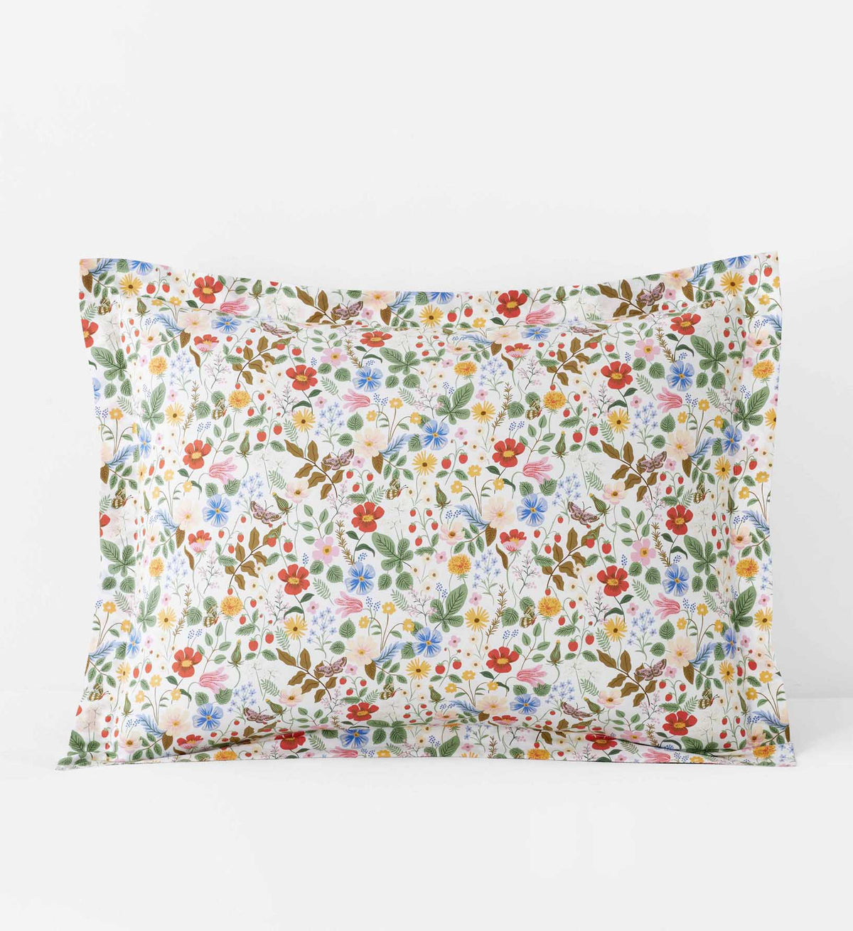 Cloverpaperco™ - Percale Sham - Strawberry Fields White