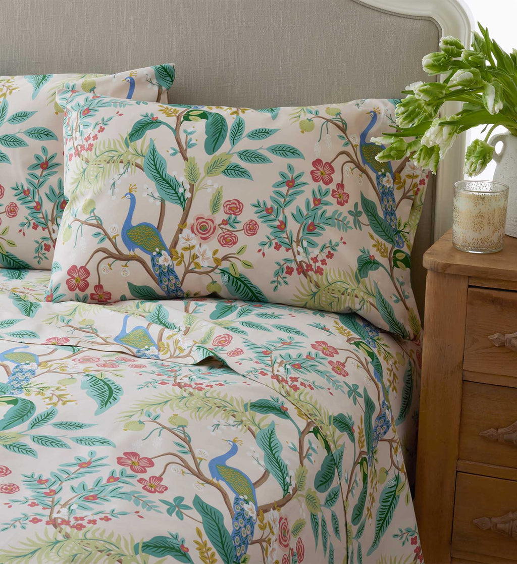 Cloverpaperco™ - Sateen Sheet Set - Peacock Blush