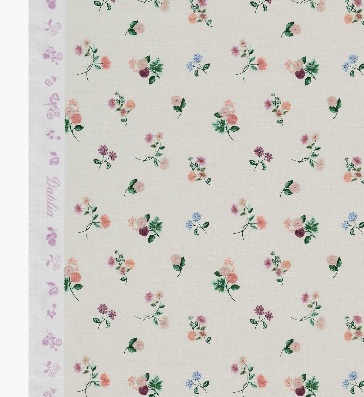 Cloverpaperco™ - Ditsy Dahlia Cotton Fabric - Cream
