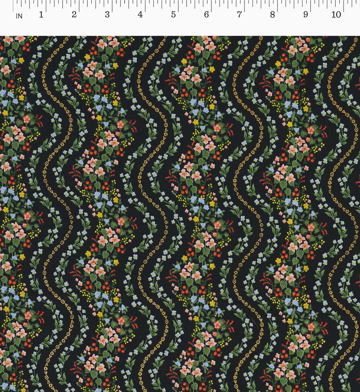 Cloverpaperco™ - Wildwood Vines Cotton Metallic Fabric - Black