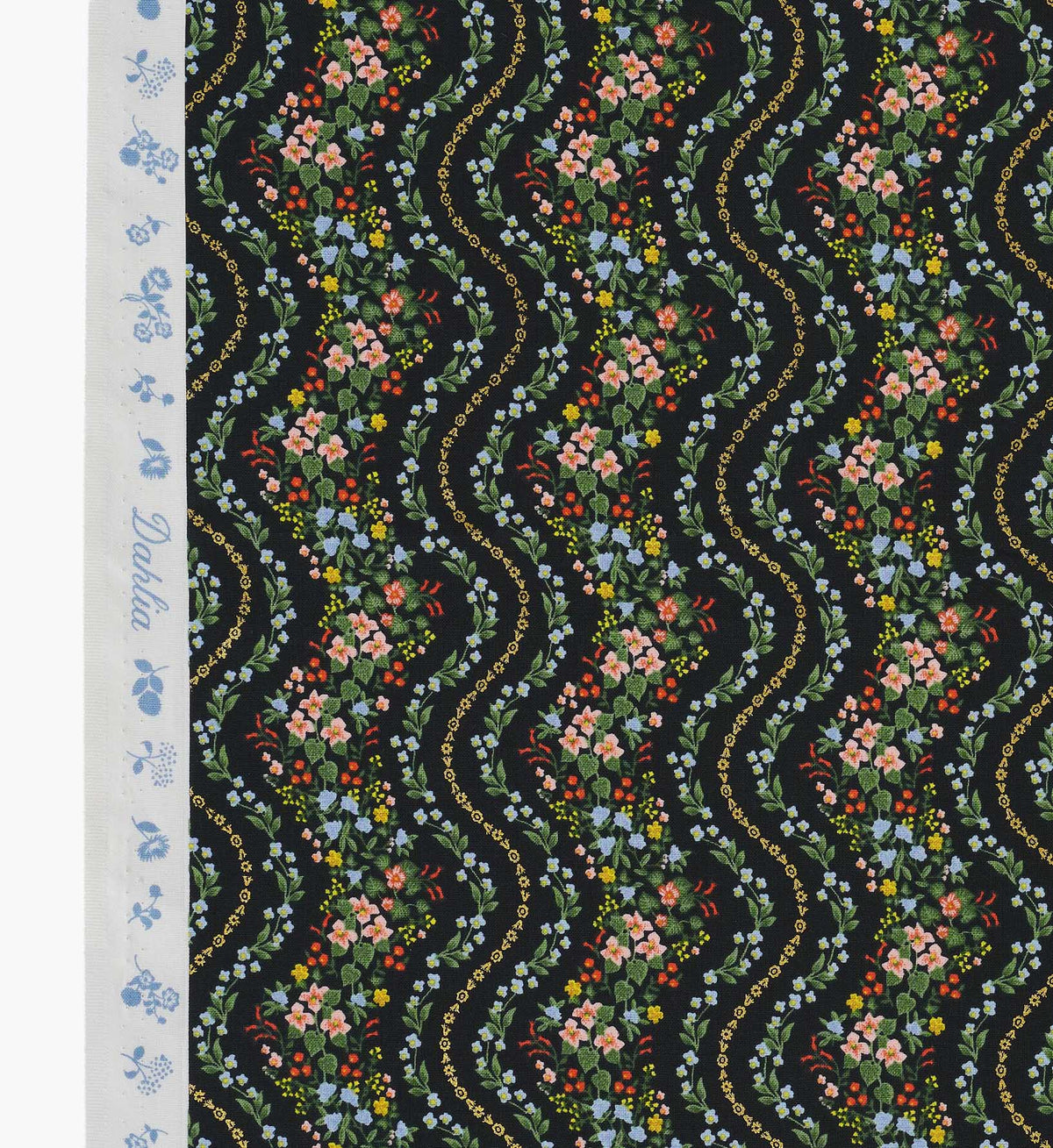Cloverpaperco™ - Wildwood Vines Cotton Metallic Fabric - Black