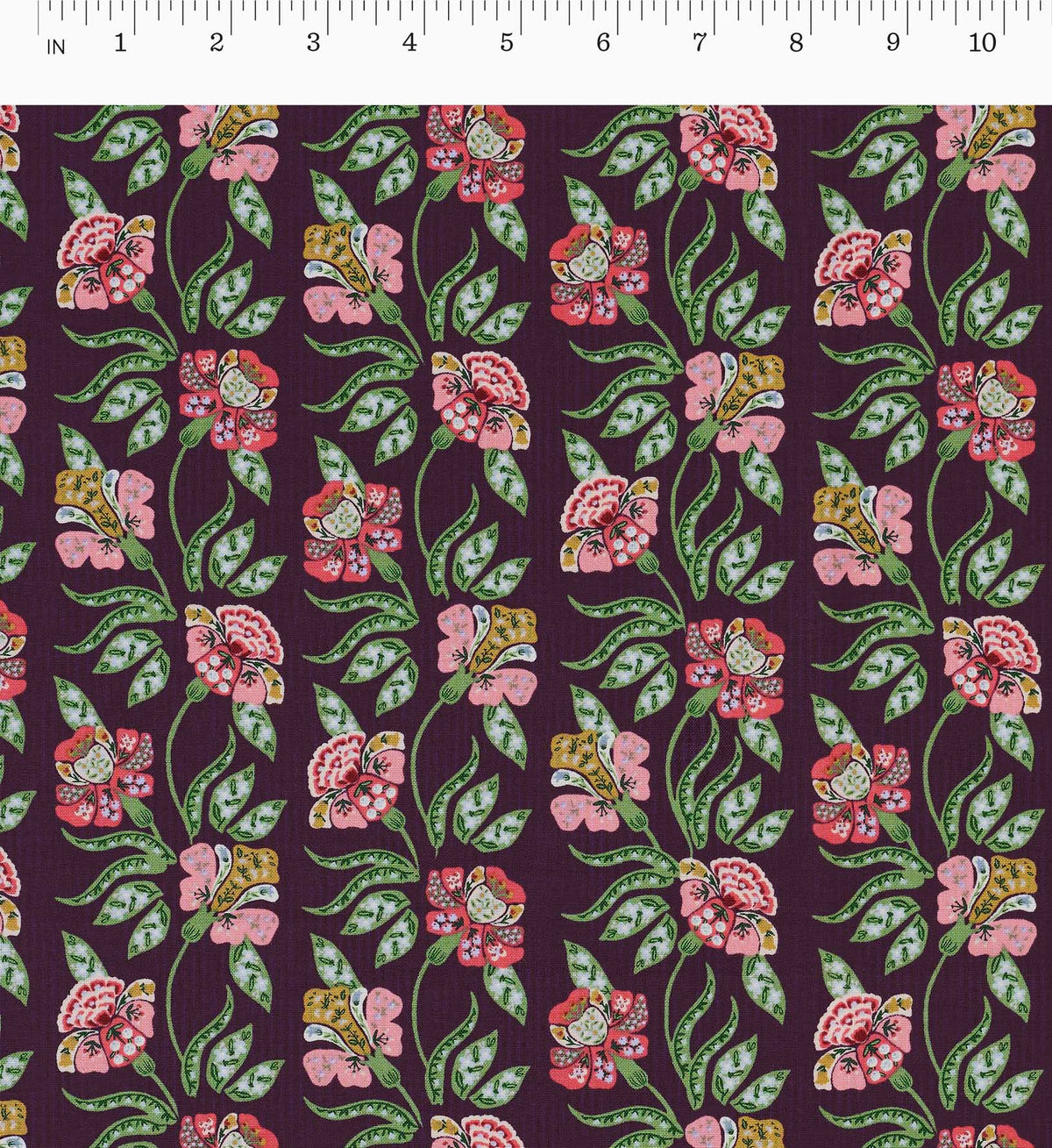 Cloverpaperco™ - Posy Cotton Fabric - Aubergine