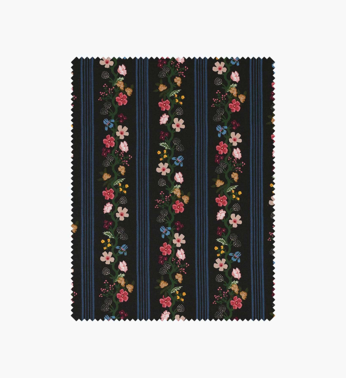 Cloverpaperco™ - Floral Trellis Stripe Cotton Fabric - Black