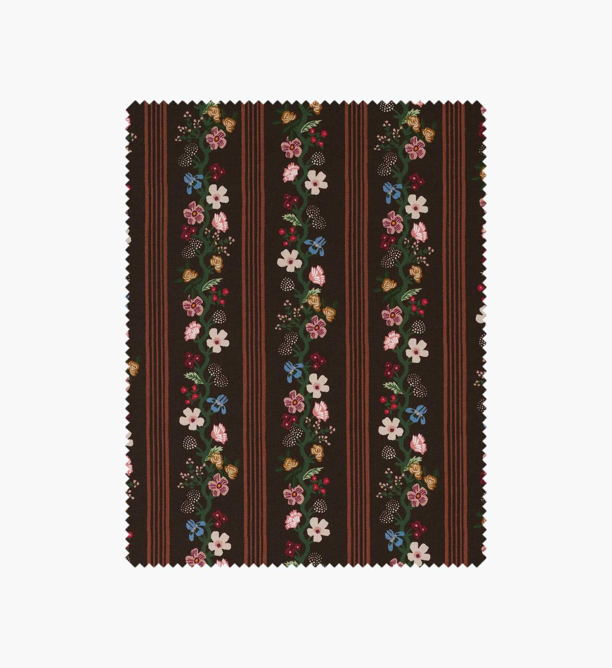 Cloverpaperco™ - Floral Trellis Stripe Cotton Fabric - Cocoa