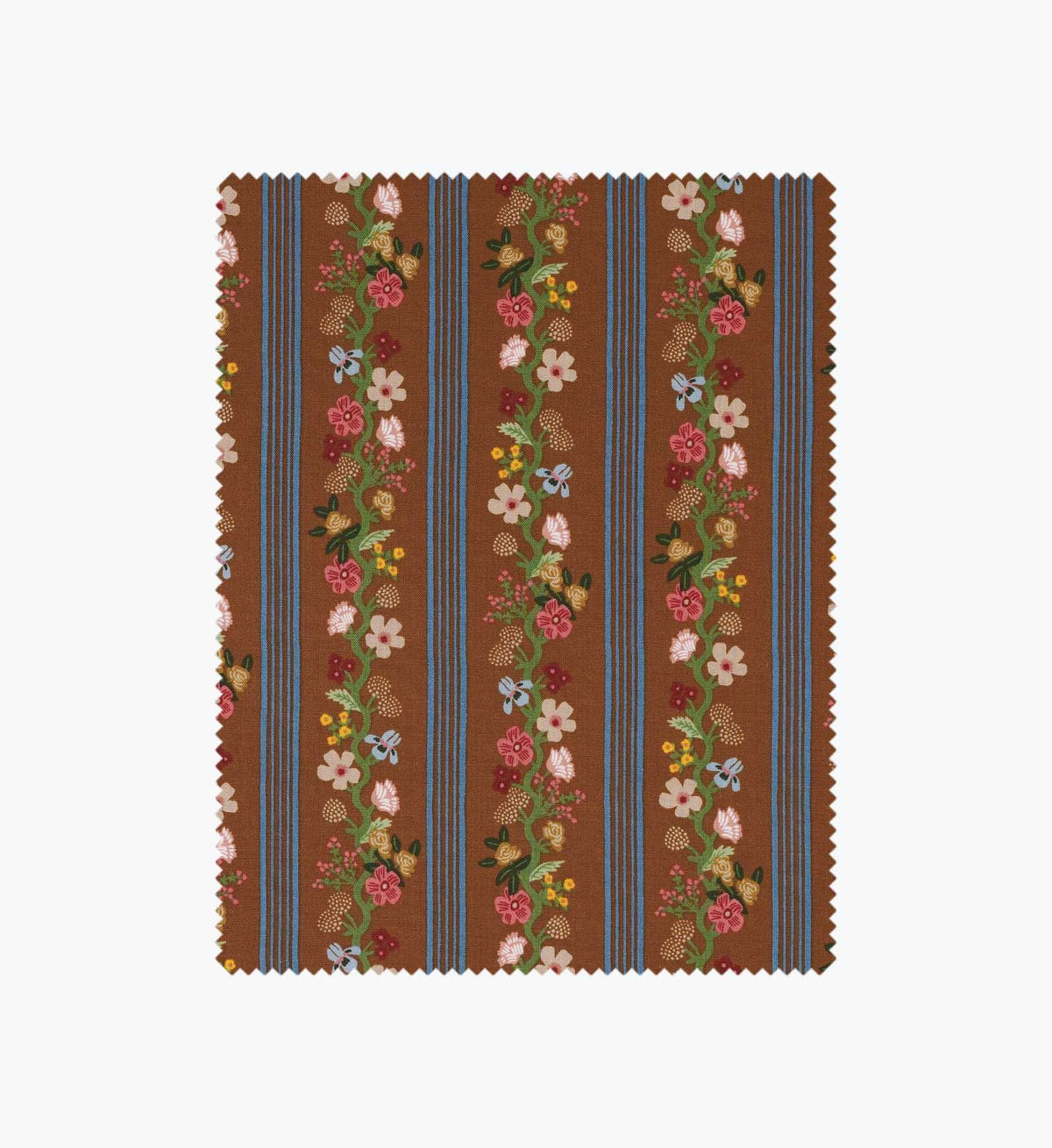 Cloverpaperco™ - Floral Trellis Stripe Cotton Fabric - Clay