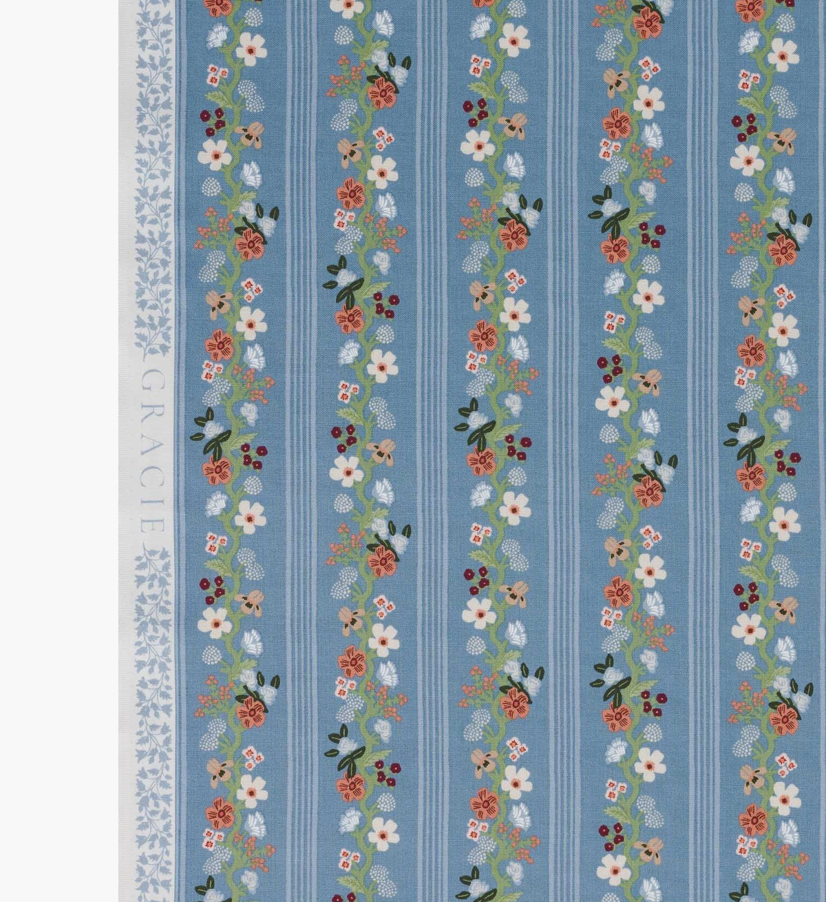 Cloverpaperco™ - Floral Trellis Stripe Cotton Fabric - Slate