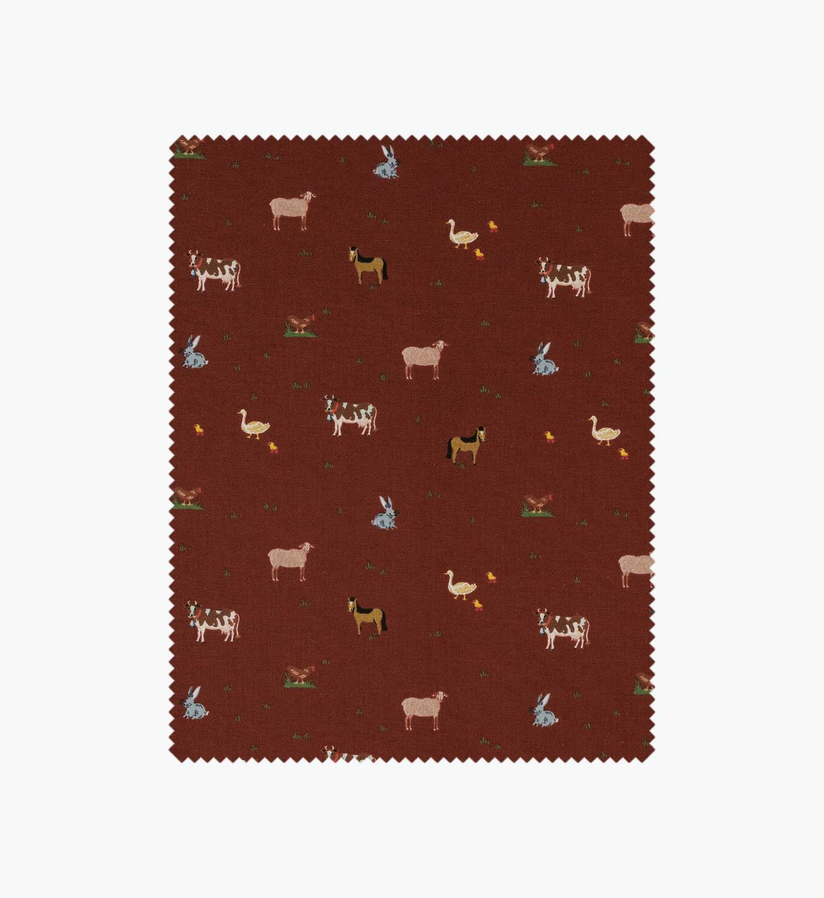Cloverpaperco™ - Farm Animals Cotton Fabric - Crimson