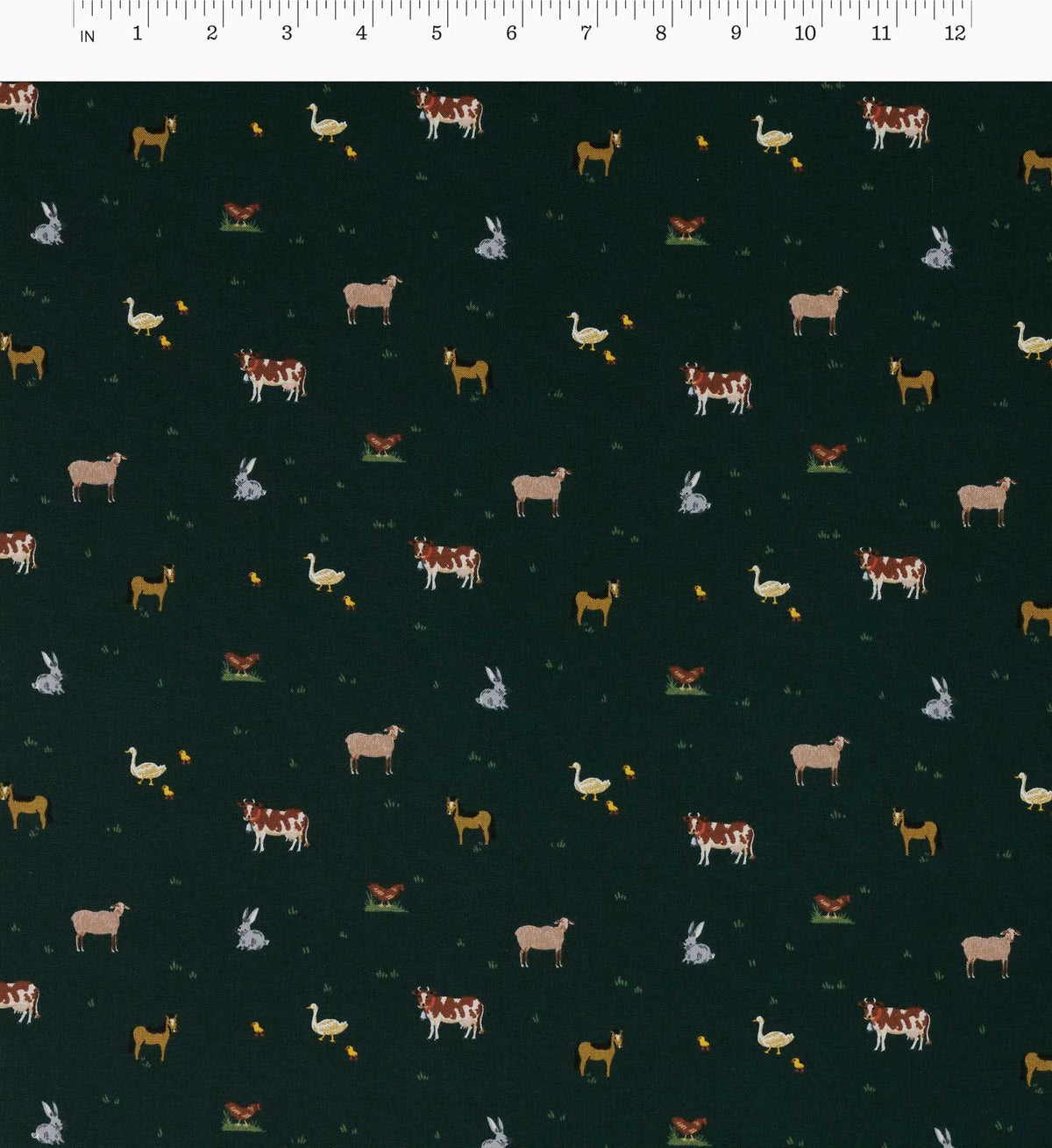 Cloverpaperco™ - Farm Animals Cotton Fabric - Evergreen