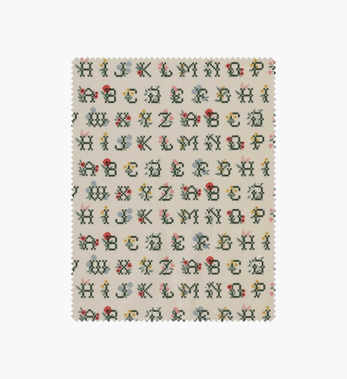 Cloverpaperco™ - Cross Stitch Letters Cotton Fabric - Linen