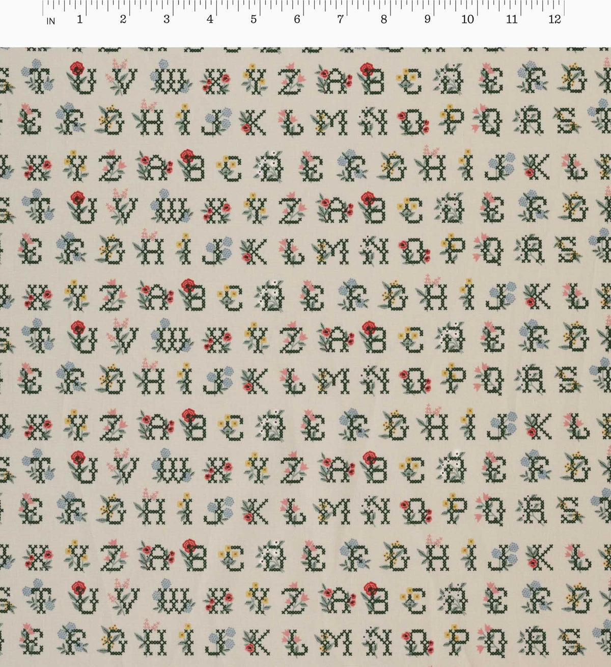 Cloverpaperco™ - Cross Stitch Letters Cotton Fabric - Linen