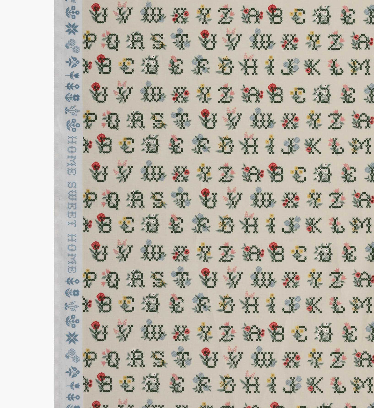 Cloverpaperco™ - Cross Stitch Letters Cotton Fabric - Linen