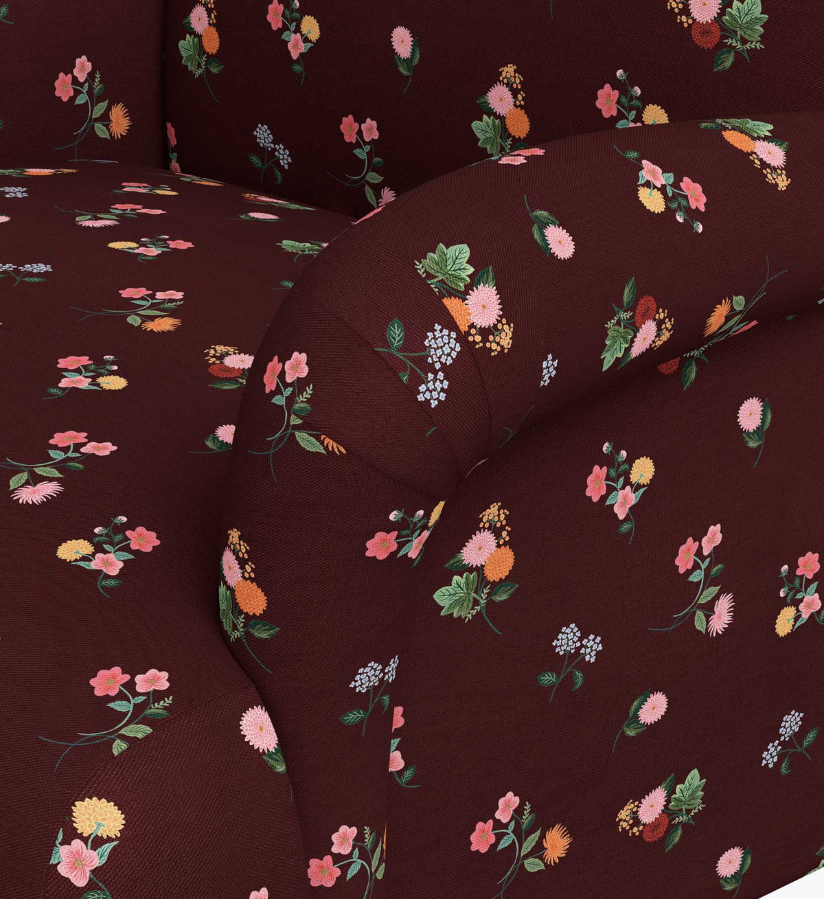 Cloverpaperco™ - Bristol Armchair - Ditsy Dahlia Burgundy