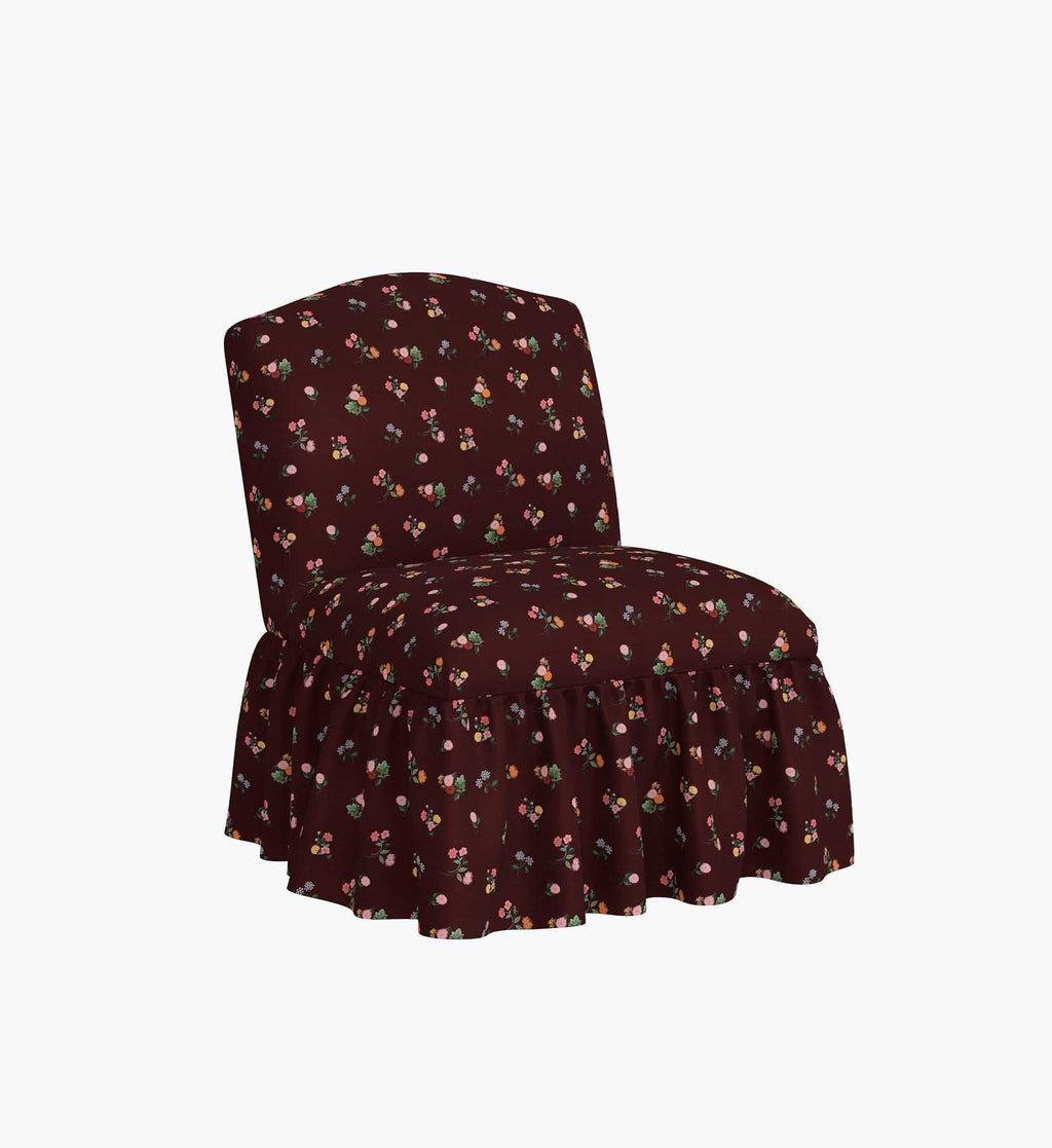 Cloverpaperco™ - Edie Slipper Chair - Ditsy Dahlia Burgundy