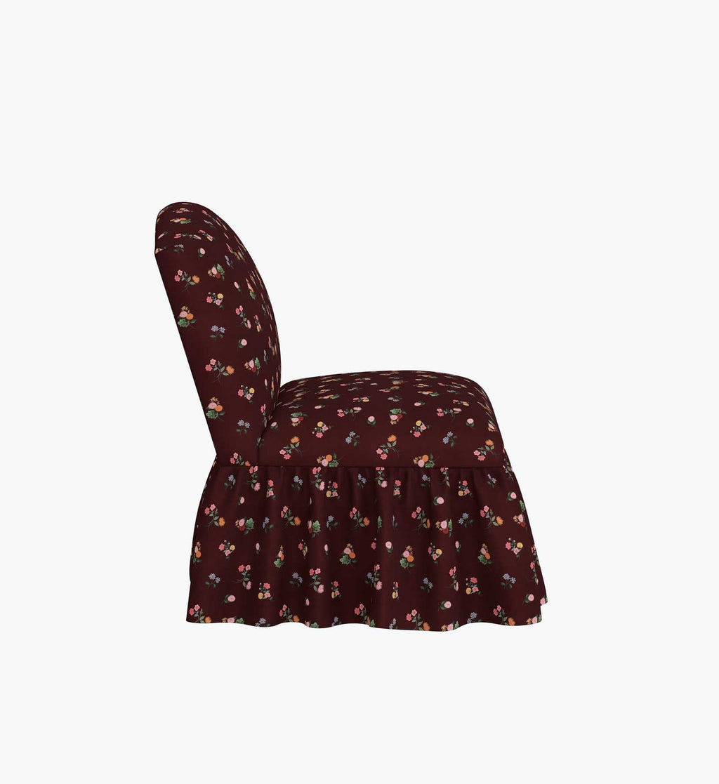 Cloverpaperco™ - Edie Slipper Chair - Ditsy Dahlia Burgundy