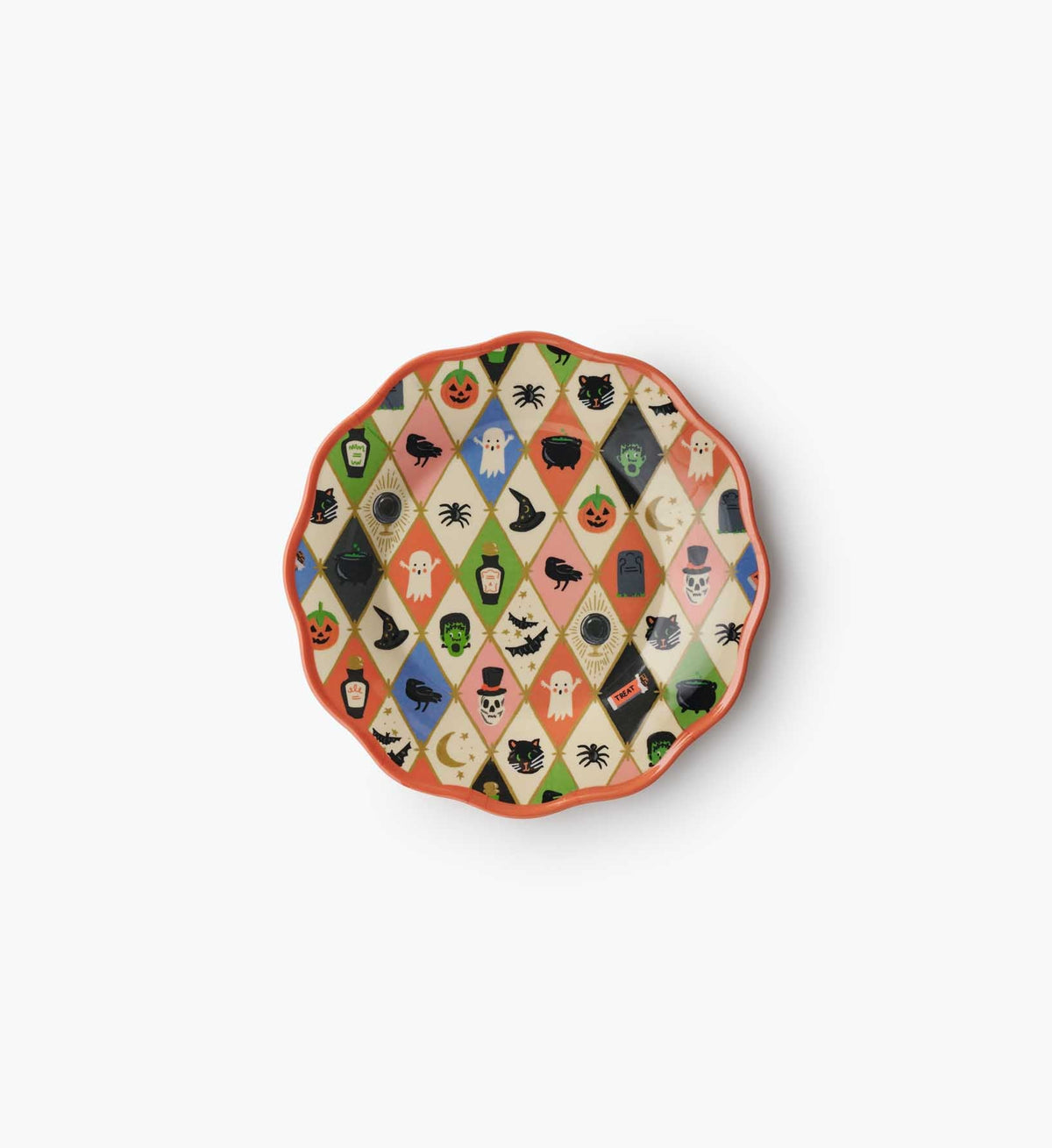 Cloverpaperco™ - Melamine Assorted Dessert Plates - Halloween Argyle