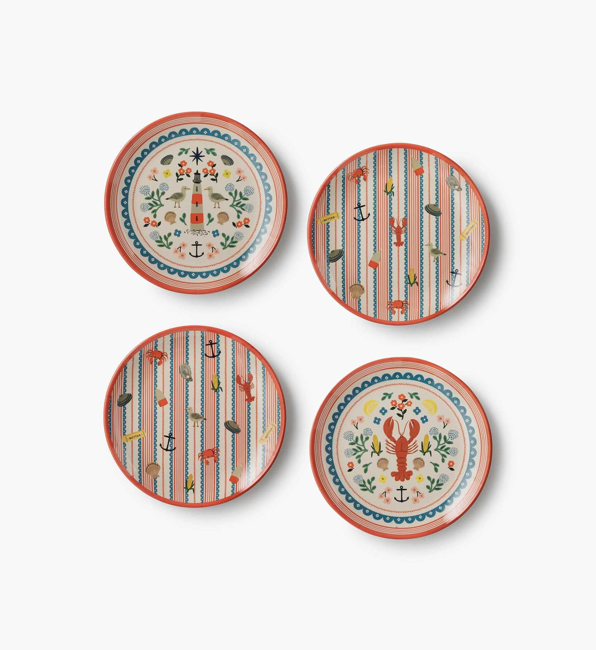Cloverpaperco™ - Melamine Assorted Dessert Plates - Seaside