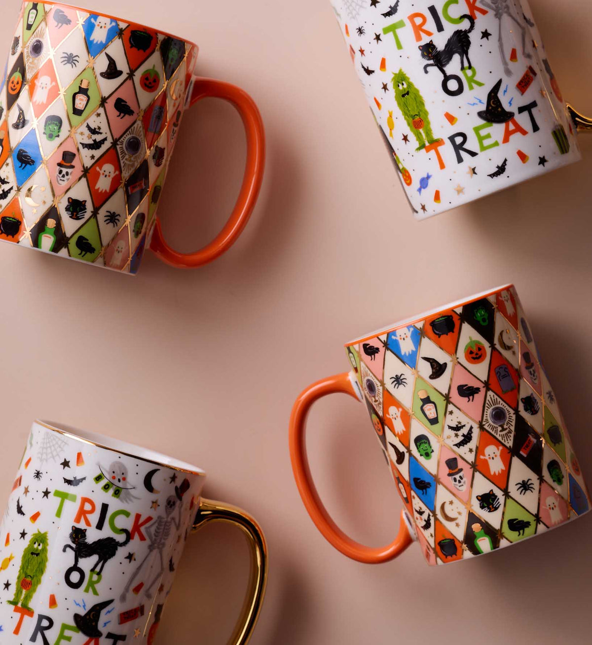 Cloverpaperco™ - Porcelain Mug - Halloween Argyle