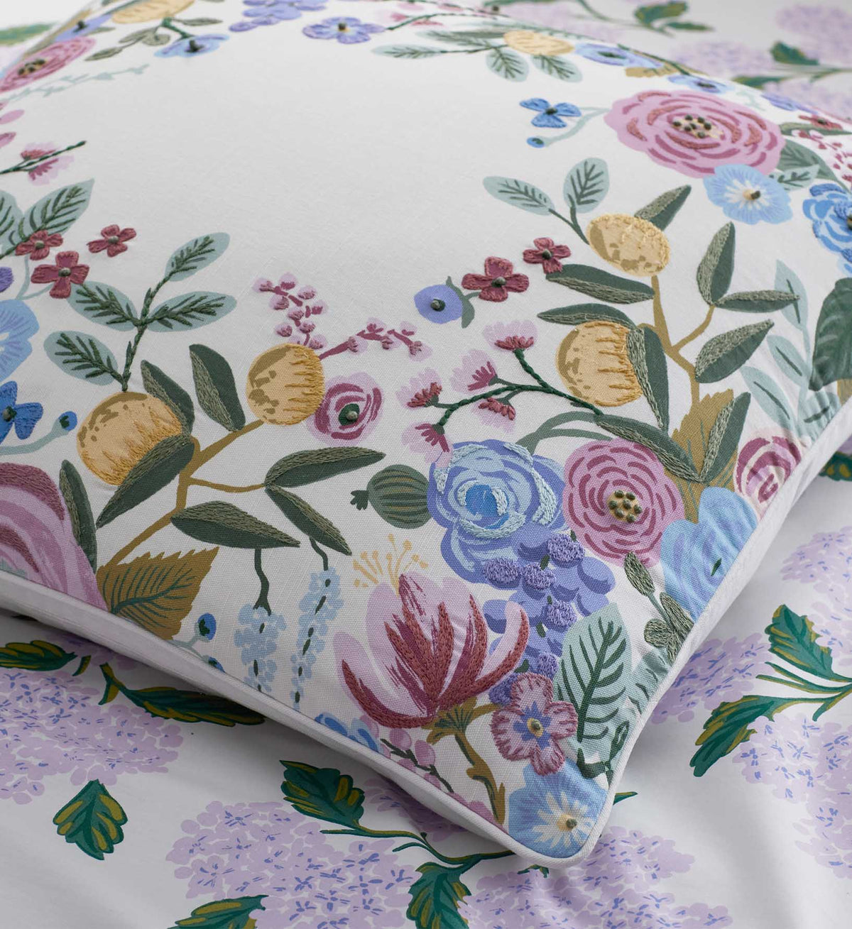 Cloverpaperco™ - Embroidered Pillow Cover - Garden Party Ivory