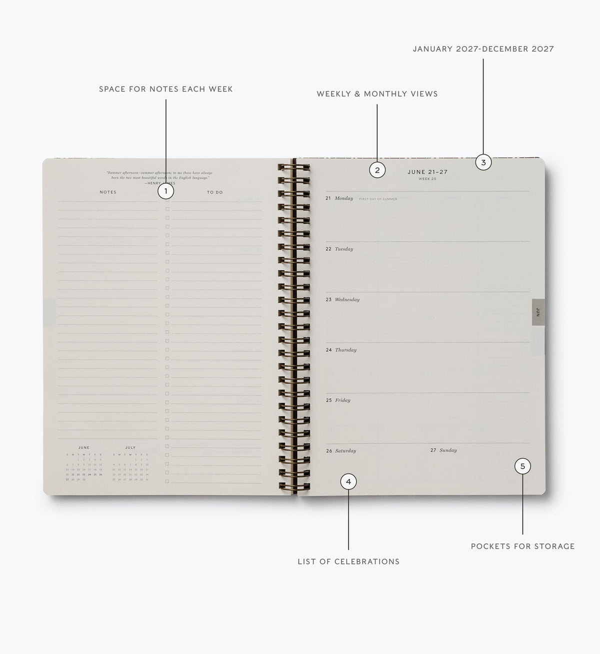 Cloverpaperco™ - 2027 12-Month Softcover Spiral Planner - Sage Hydrangea