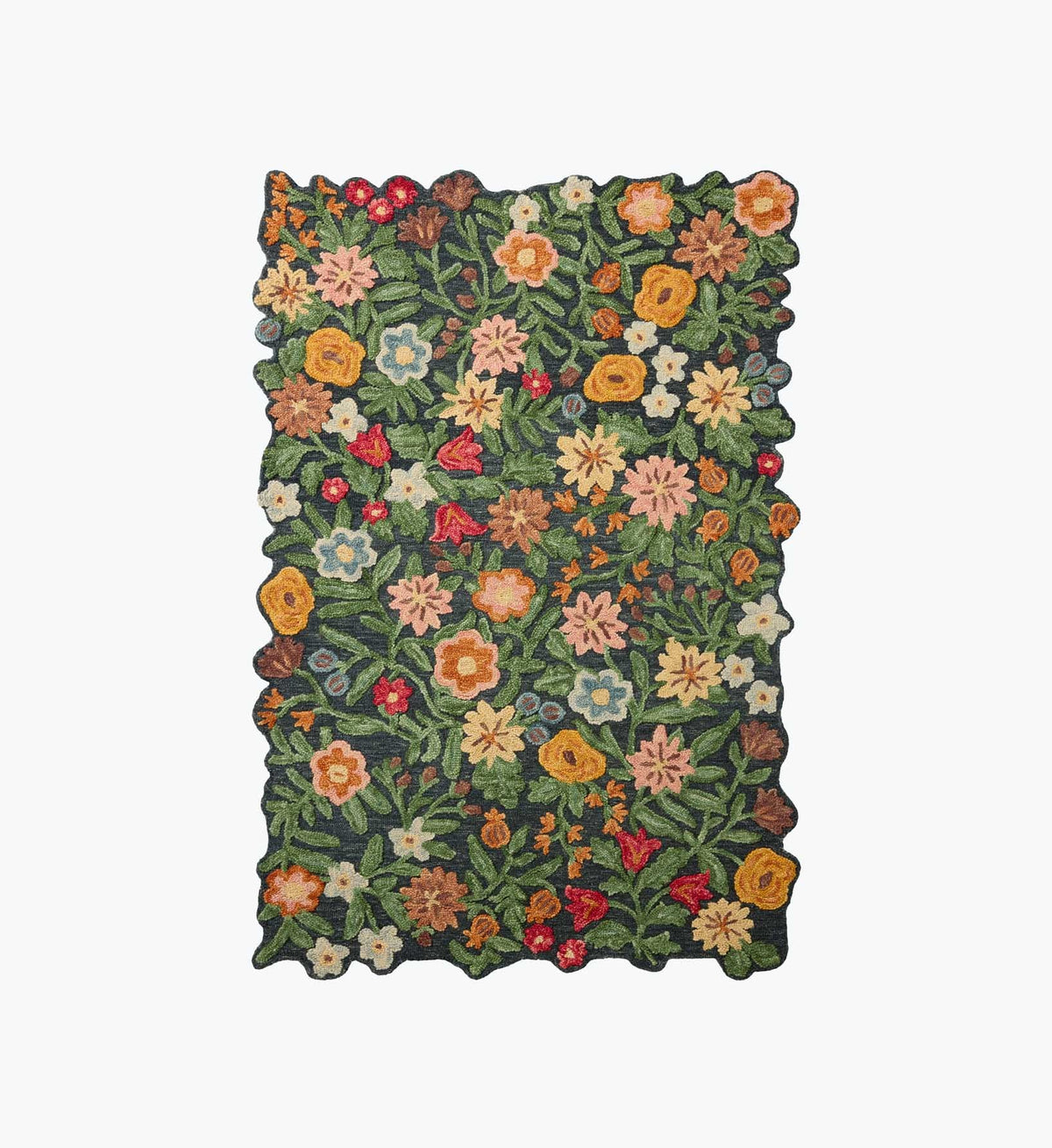 Cloverpaperco™ - Edith Wool Hooked Rug - Navy