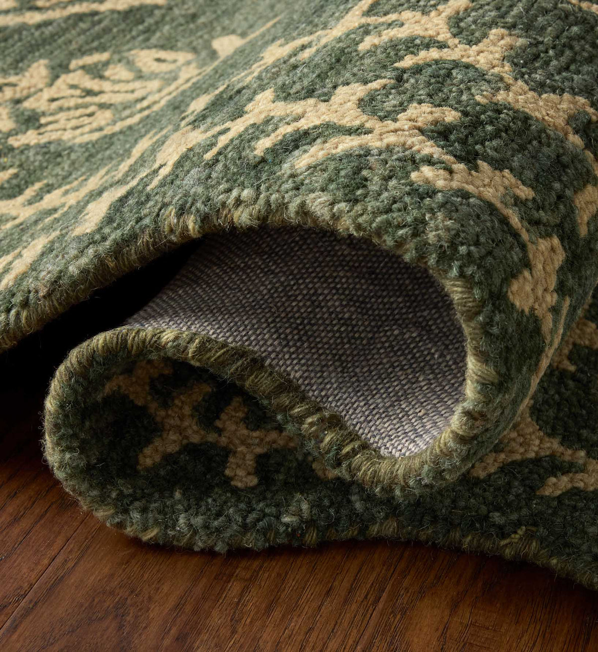 Cloverpaperco™ - Lisette Wool Hooked Rug - Forest & Oatmeal