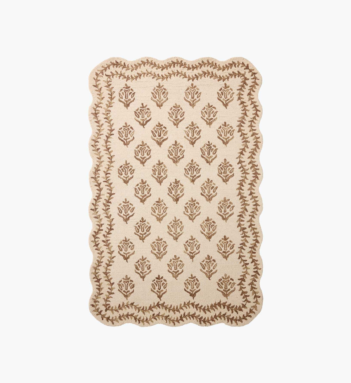 Cloverpaperco™ - Lisette Wool Hooked Rug - Ivory & Natural
