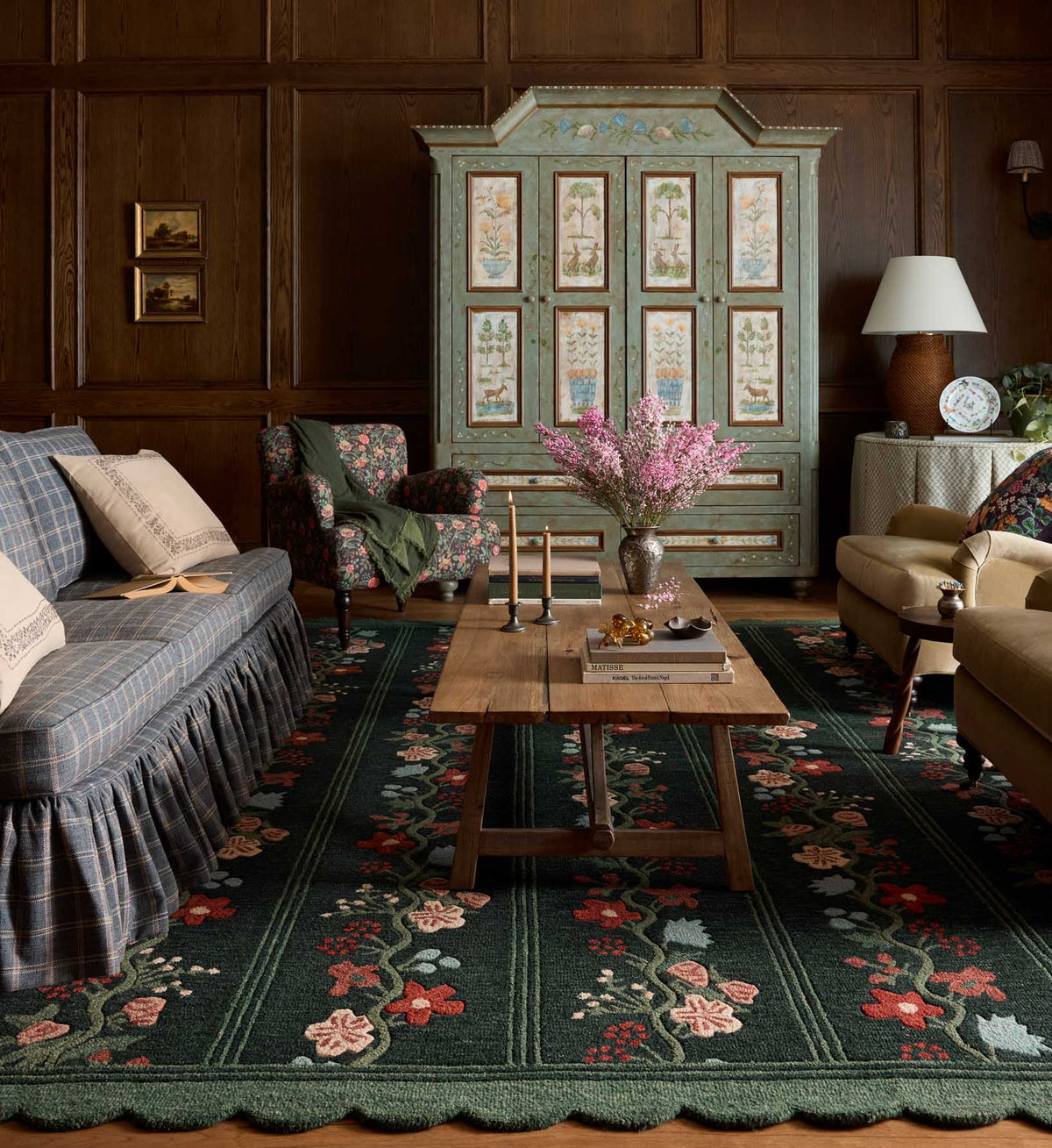 Cloverpaperco™ - Thistle Wool Hooked Rug - Forest