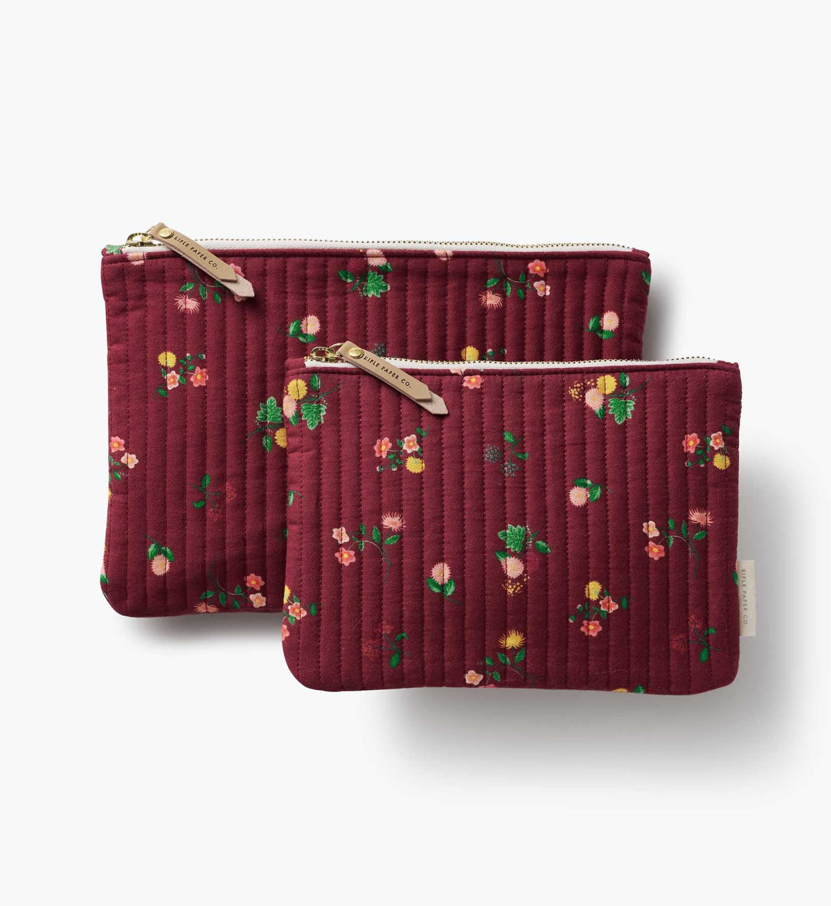 Cloverpaperco™ - Quilted Pouch Set - Ditsy Dahlia