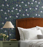 Cloverpaperco™ - Peonies Peel & Stick Wallpaper - Navy