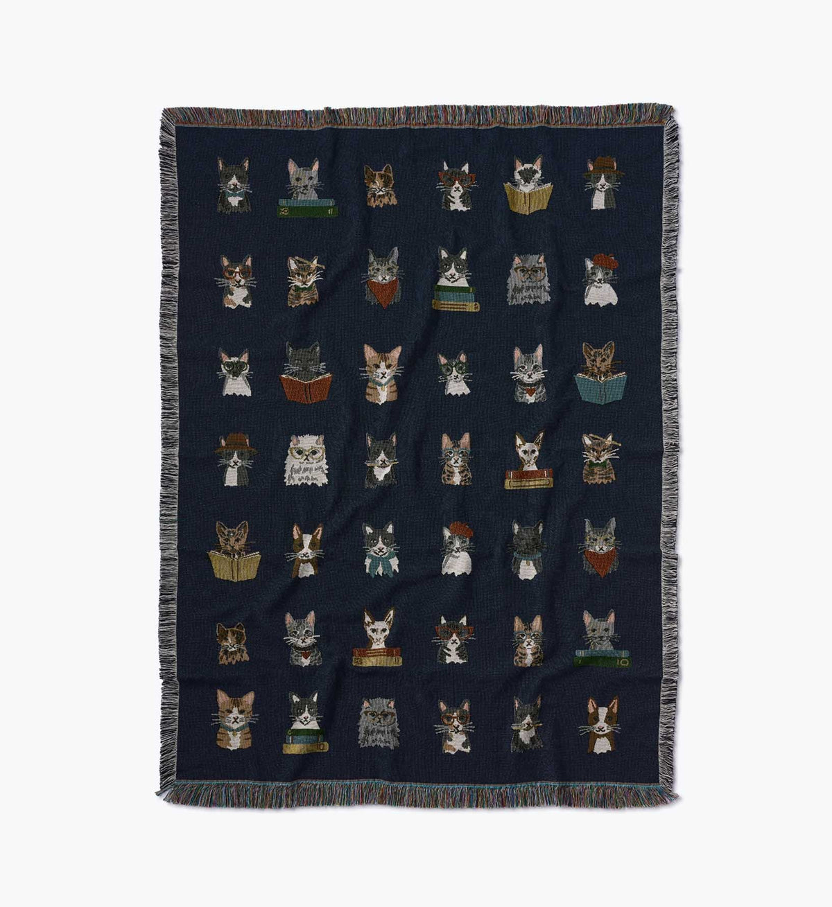 Cloverpaperco™ - Woven Blanket - Studious Cats