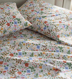 Cloverpaperco™ - Percale Flat Sheet - Strawberry Fields White