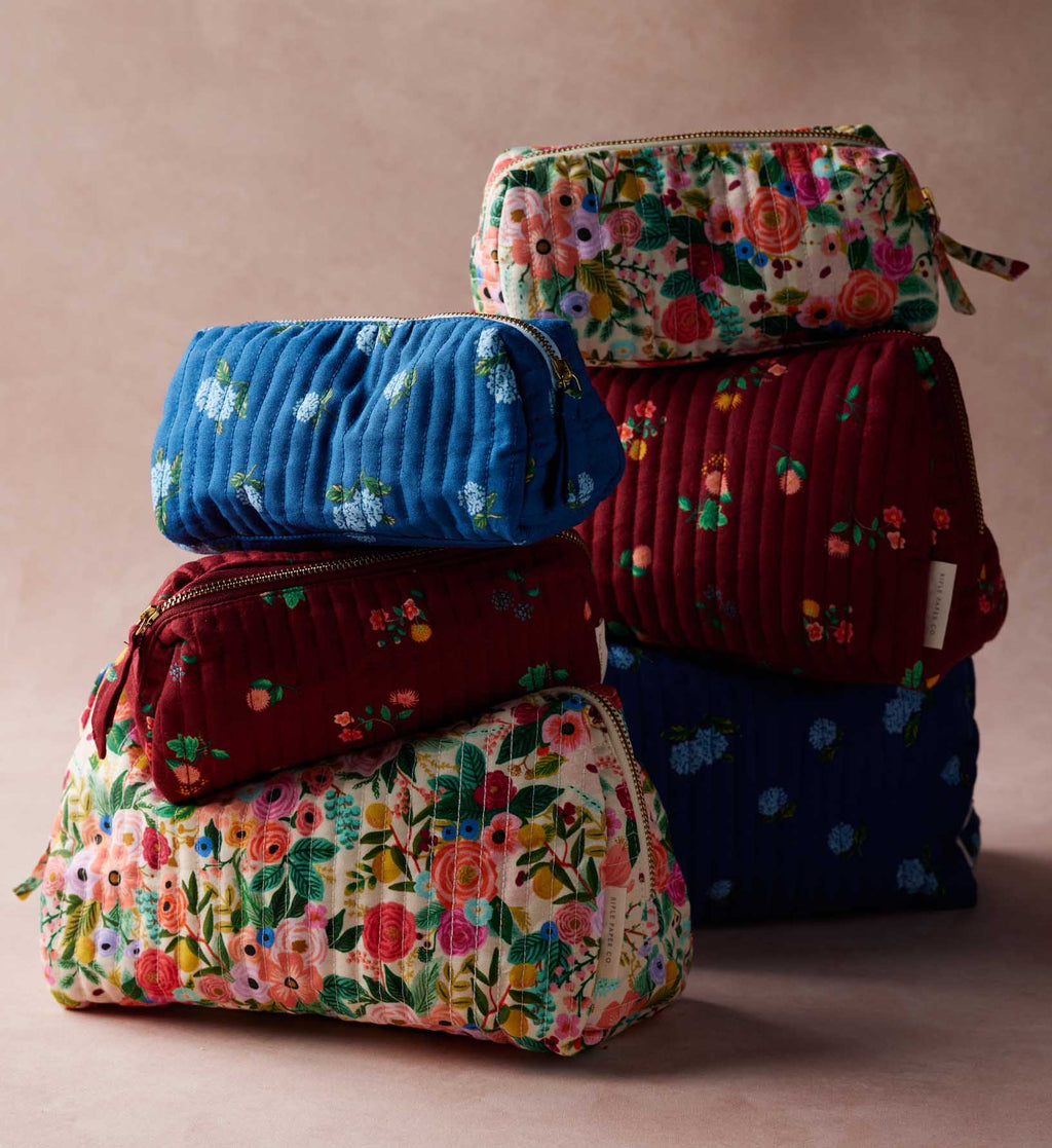 Cloverpaperco™ - Quilted Large Cosmetic Pouch - Garden Party
