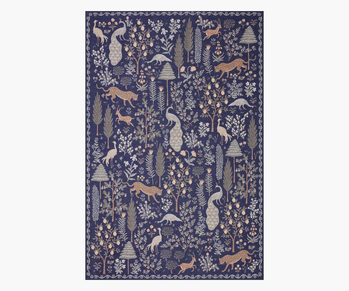 Cloverpaperco™ - Menagerie Forest Printed Rug - Navy