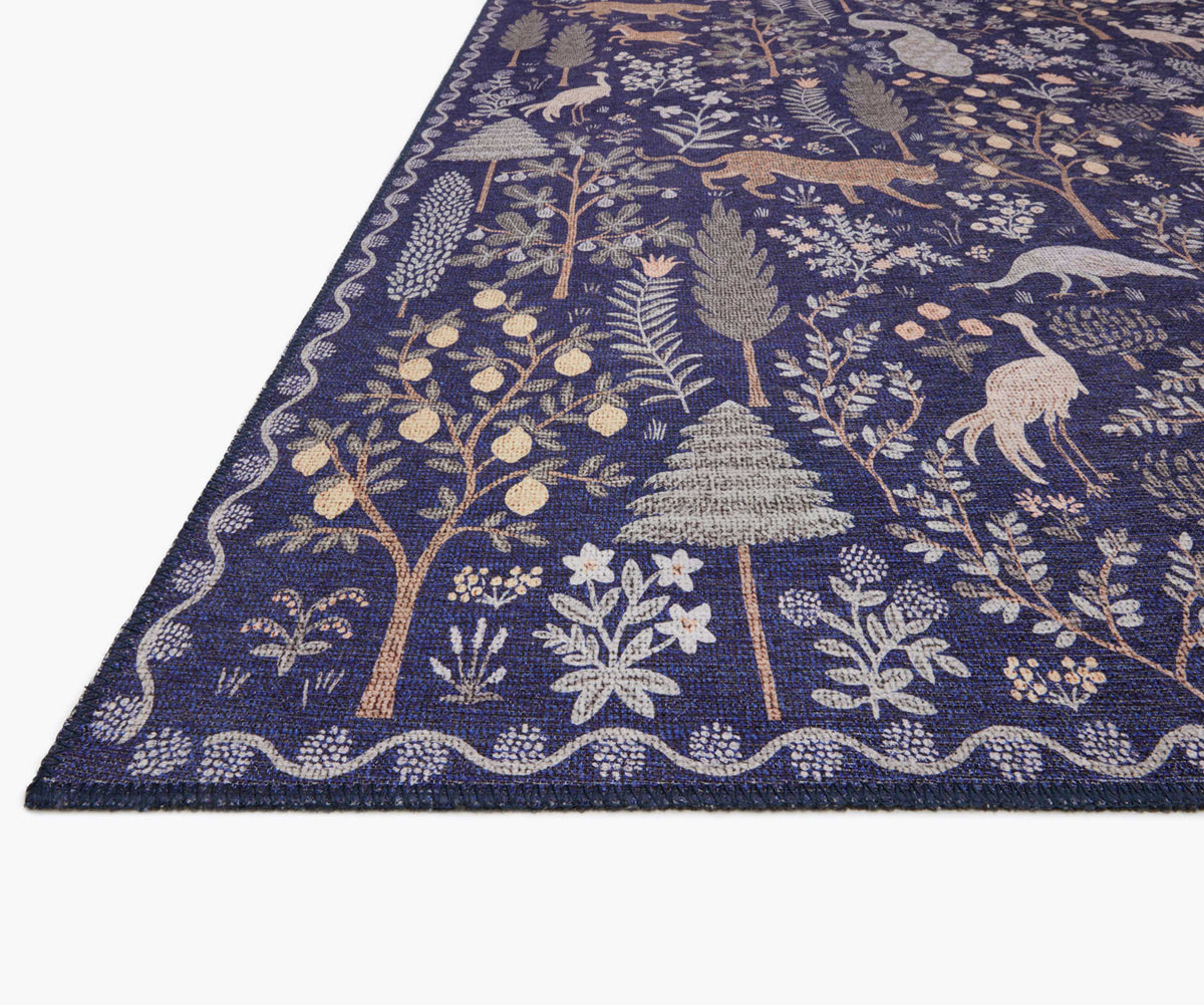 Cloverpaperco™ - Menagerie Forest Printed Rug - Navy