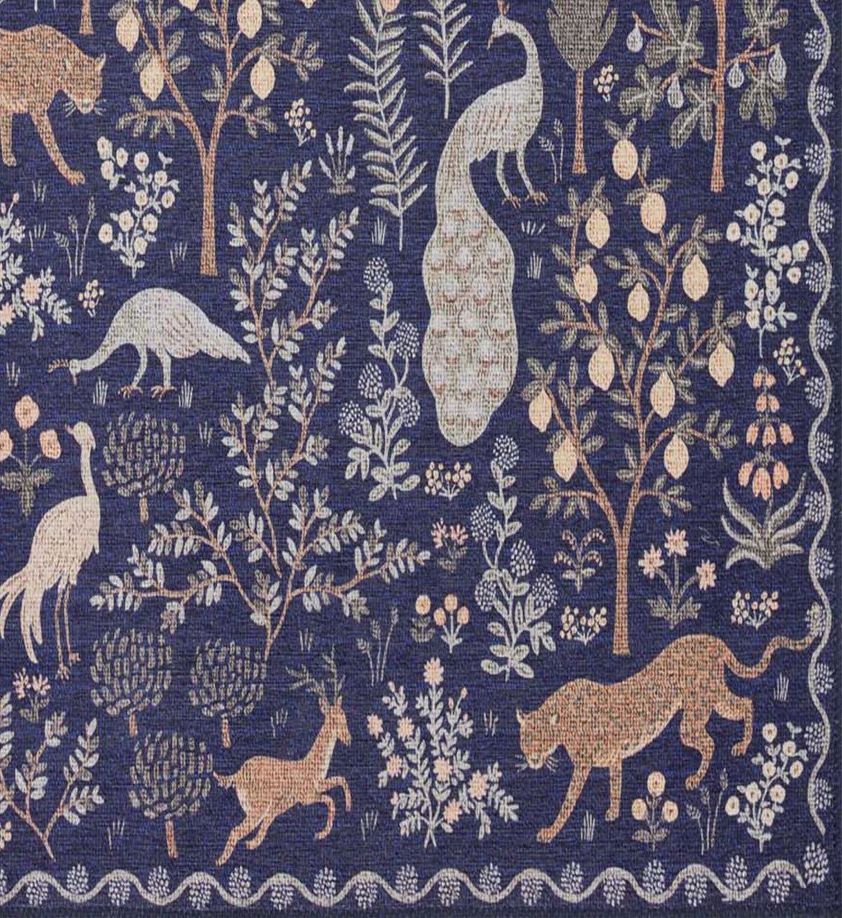 Cloverpaperco™ - Menagerie Forest Printed Rug - Navy