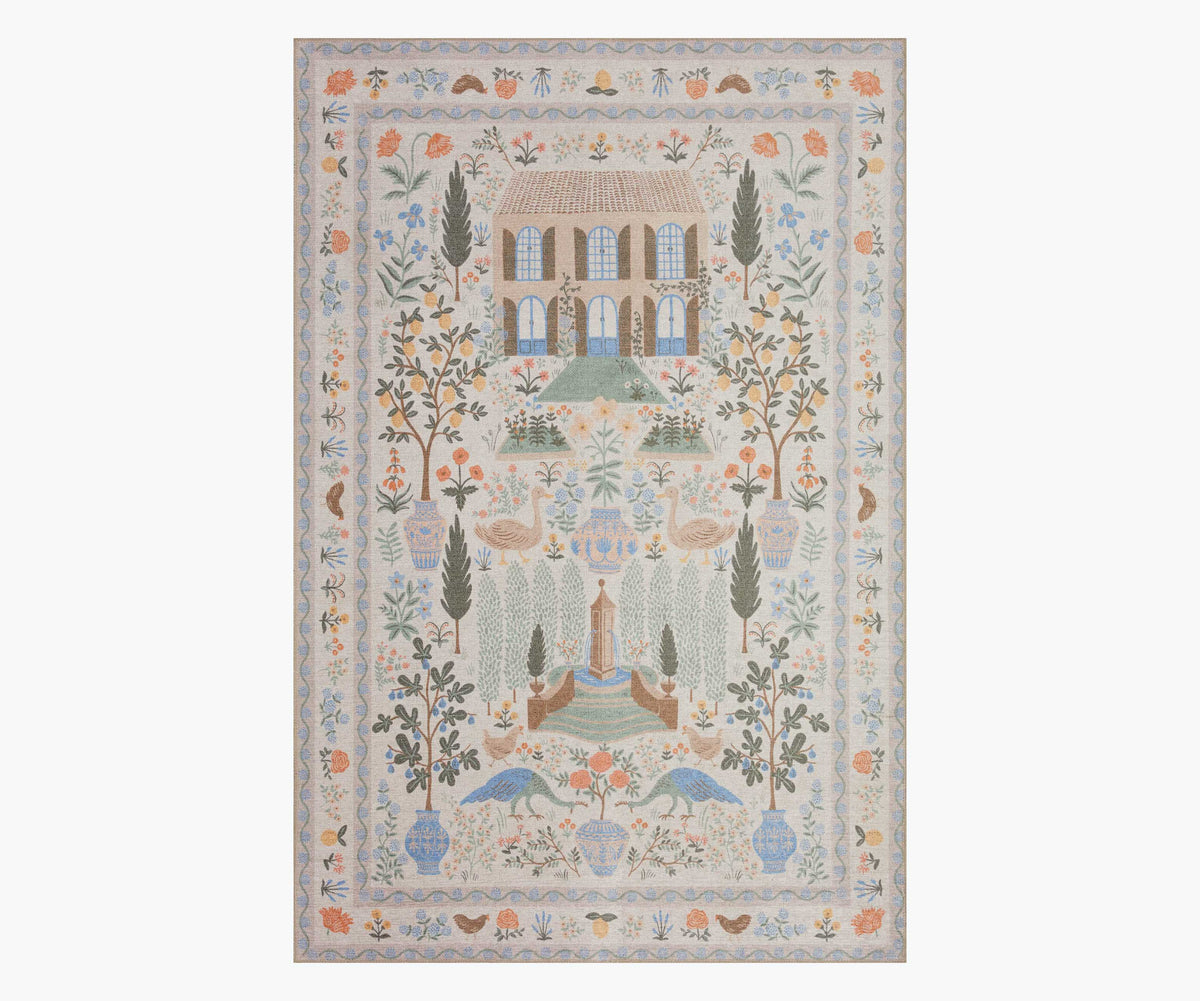 Cloverpaperco™ - Menagerie Camont Printed Rug - Cream