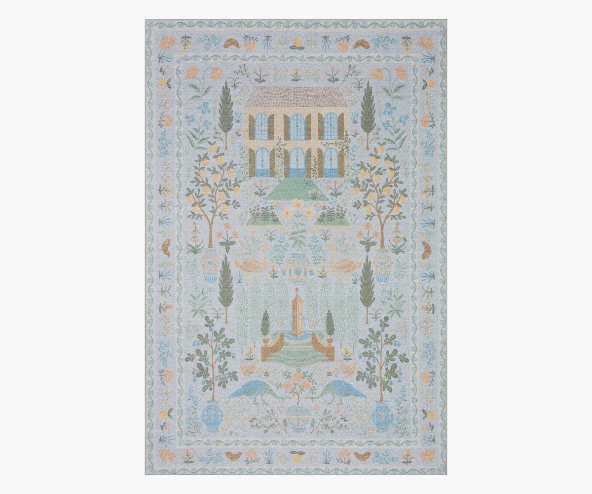 Cloverpaperco™ - Menagerie Camont Printed Rug - Light Blue