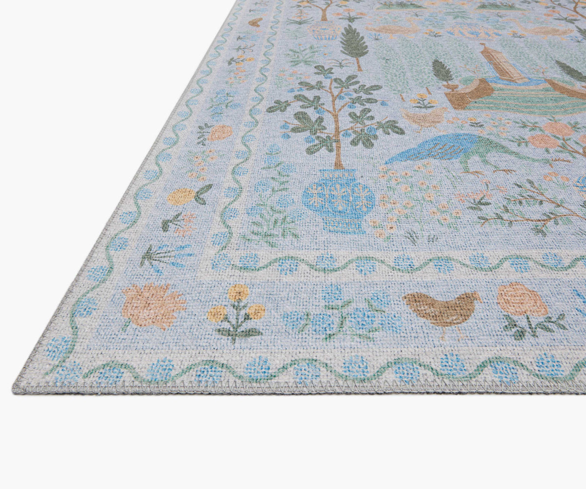 Cloverpaperco™ - Menagerie Camont Printed Rug - Light Blue
