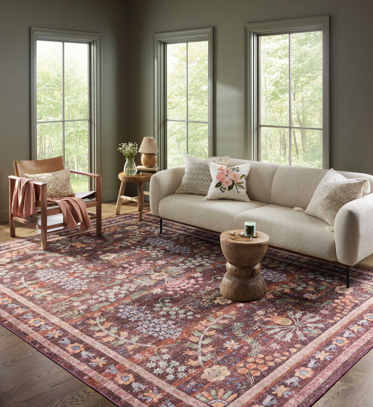 Cloverpaperco™ - Maison Frances Power Loomed Rug - Burgundy