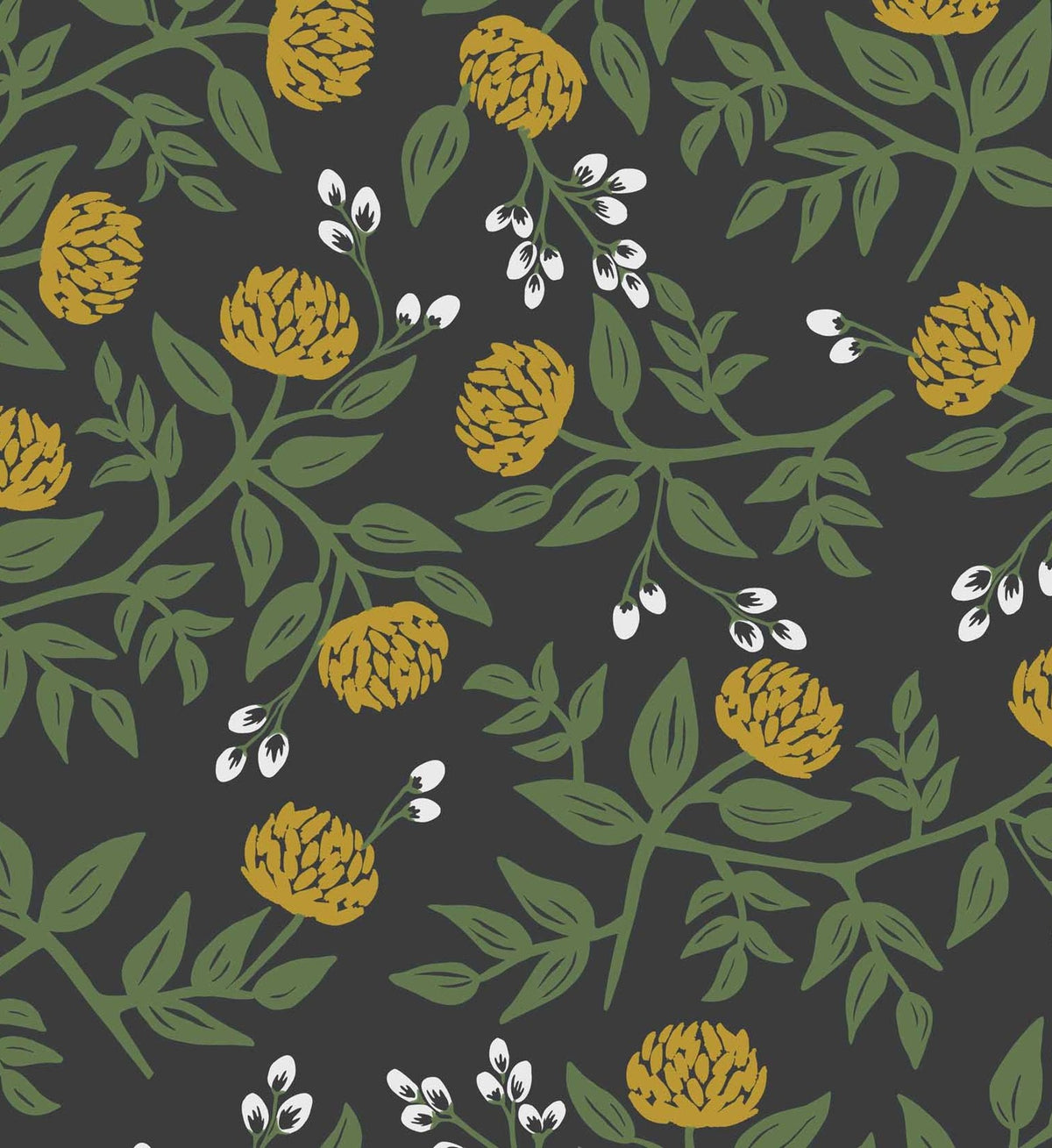 Cloverpaperco™ - Peonies Wallpaper - Black & Metallic Gold