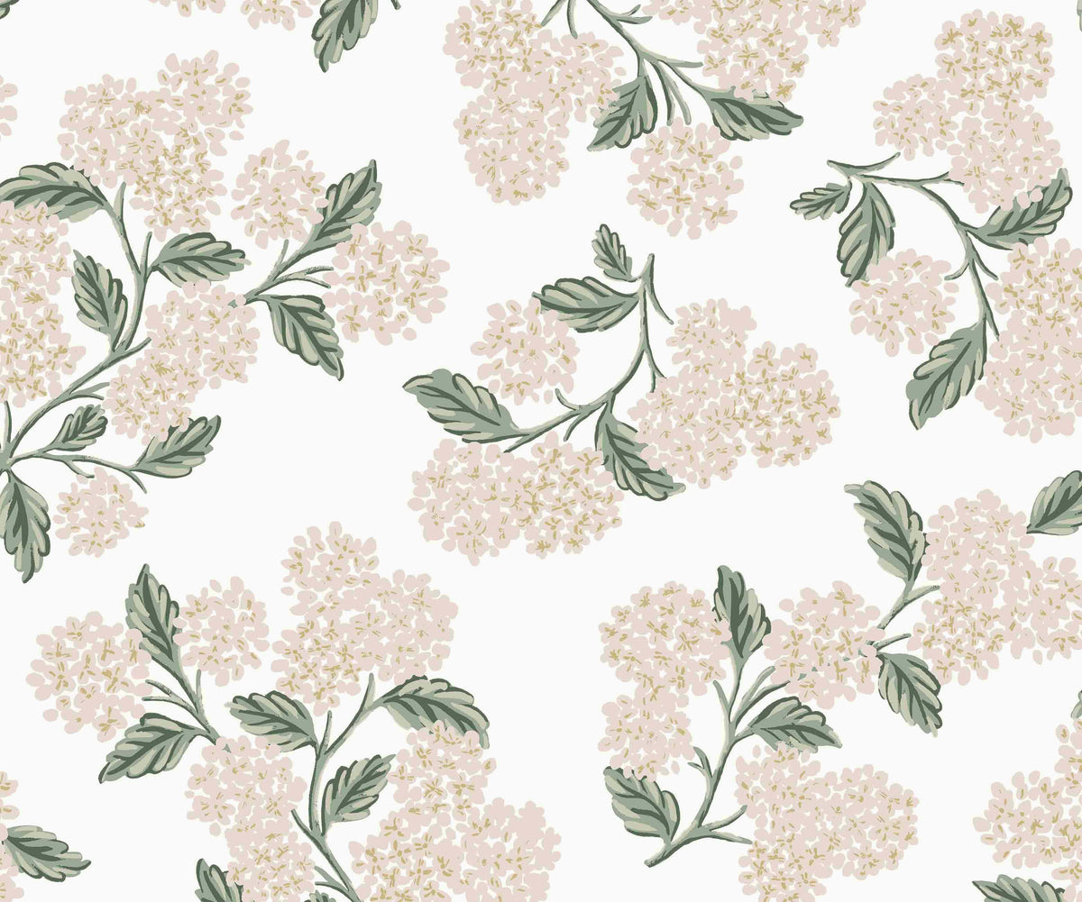 Cloverpaperco™ - Hydrangea Wallpaper - White & Blush